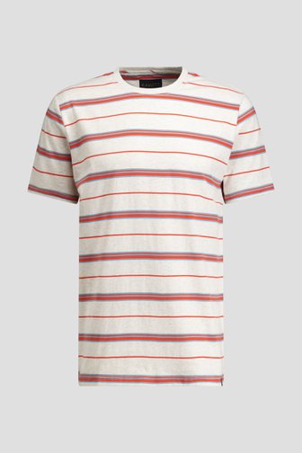 Le devant de T-shirt gris avec des rayures colorées. de Ravøtt pour Hommes