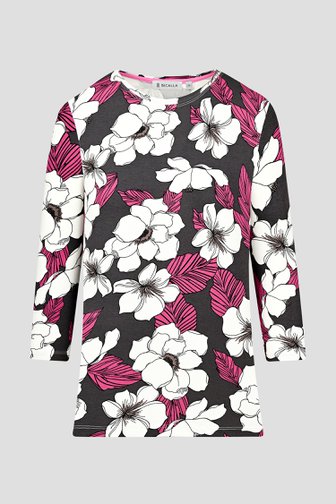 T-shirt gris foncé à imprimé floral de Bicalla pour Femmes
