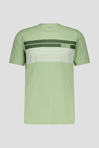 T-shirt gris-vert à imprimé rayé de Casual Five pour Hommes