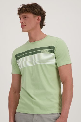 T-shirt gris-vert à imprimé rayé de Casual Five pour Hommes