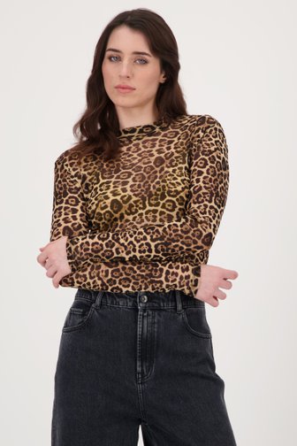 Geisha T-shirt in mesh met animalprint