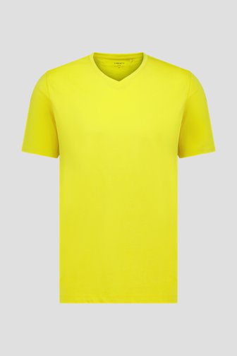 T-shirt jaune à col en V de Liberty Island pour Hommes