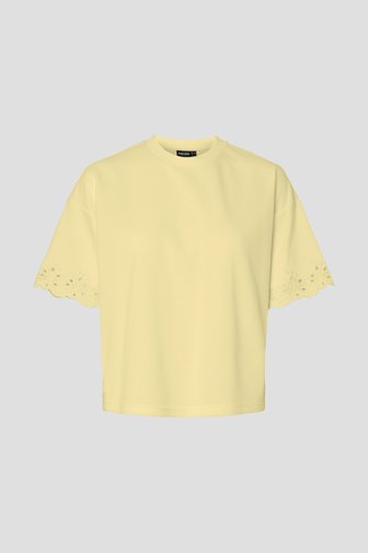 Photo produit 1 de T-shirt jaune à manches courtes avec broderie de Pieces pour Femmes