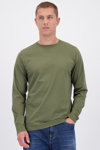 Le devant de T-shirt kaki à manches longues de Liberty Island pour Hommes
