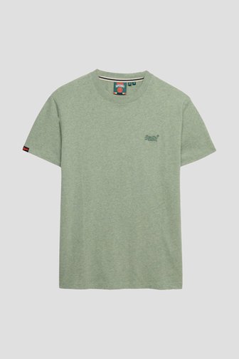 Le devant de T-shirt kaki en coton de Superdry pour Hommes