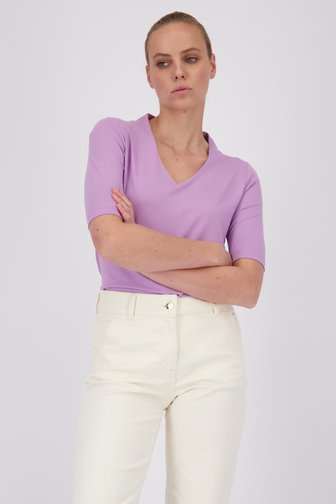 T-shirt lila à col en V de D'Auvry pour Femmes