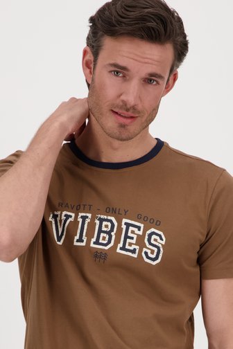 T-shirt marron avec imprimé de Ravøtt pour Hommes