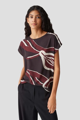 T-shirt marron foncé avec imprimé abstrait de Opus pour Femmes