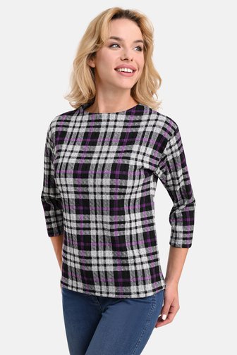 T-shirt met geruite print in grijs en paars van Bicalla voor Dames