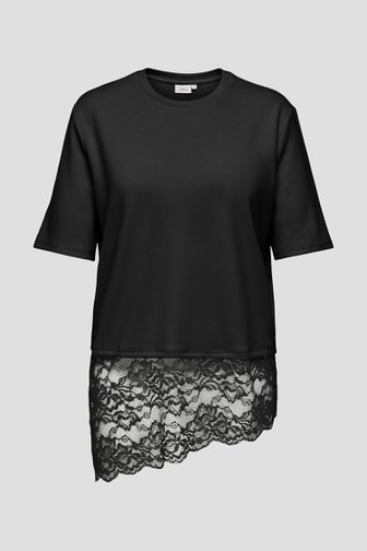 Photo produit 1 de T-shirt noir à bordure en dentelle de ONLY Carmakoma pour Femmes