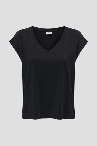 T-shirt noir à col en V de JDY pour Femmes