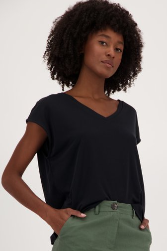 T-shirt noir à col en V de JDY pour Femmes
