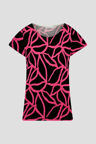 T-shirt noir à imprimé rose de Bicalla pour Femmes