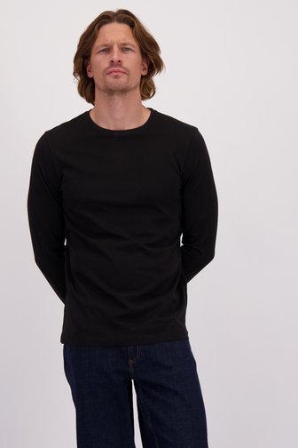 Le devant de T-shirt noir à manches longues de Liberty Island pour Hommes