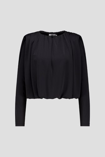 Le devant de T-shirt noir à ourlet bouffant de Louise pour Femmes