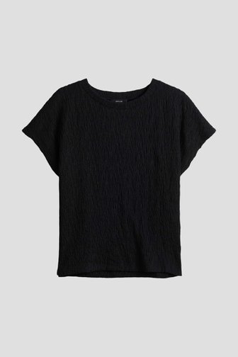 Le devant de T-shirt noir à texture gaufrée de Opus pour Femmes