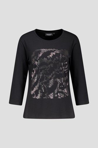Photo produit 1 de T-shirt noir avec imprimé métallique de Signature pour Femmes