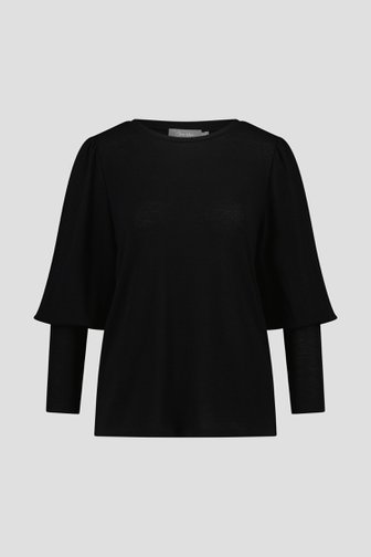 T-shirt noir fin avec manches détaillées de Geisha pour Femmes