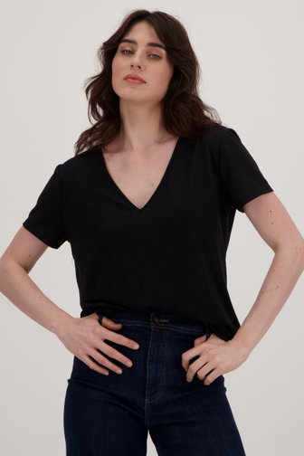 Le devant de T-shirt noir foncé avec paillettes de JDY pour Femmes