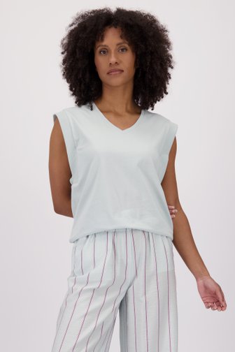 T-shirt pastel turquoise à col en V de Louise pour Femmes