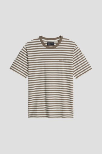 Photo produit 1 de T-shirt rayé beige à col rond de Marc O'Polo pour Hommes