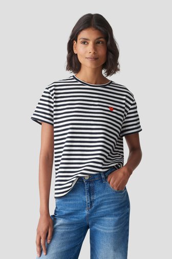 T-shirt rayé bleu et blanc, female, Marque: Opus