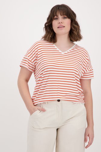T-shirt rayé écru et orange 
 de Fransa pour Femmes