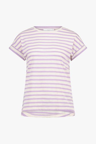 T-shirt rayé en écru et violet clair de Liberty Island pour Femmes
