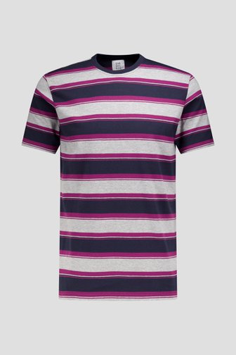 T-shirt rayé violet-gris