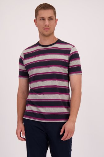 Le devant de T-shirt rayé violet-gris de Casual Five pour Hommes