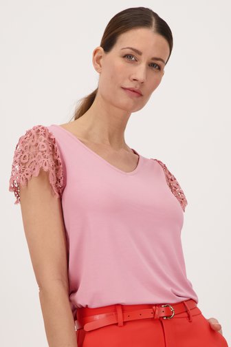 T-shirt rose à manches courtes crochetées  de D'Auvry pour Femmes