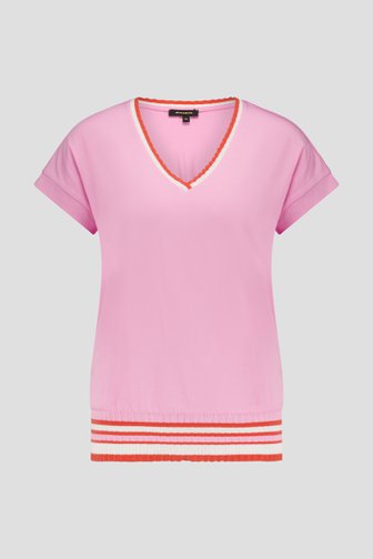 T-shirt rose avec détails en maille de More & More pour Femmes