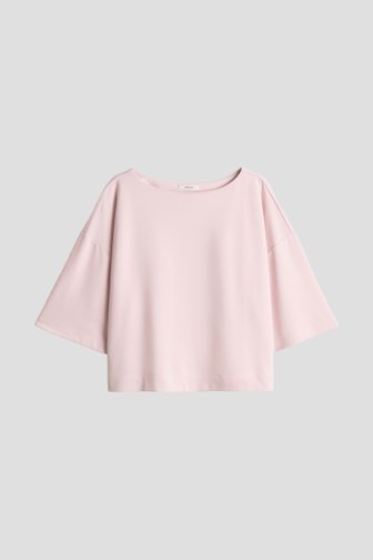 Le devant de T-shirt rose clair à manches trois-quarts de Opus pour Femmes