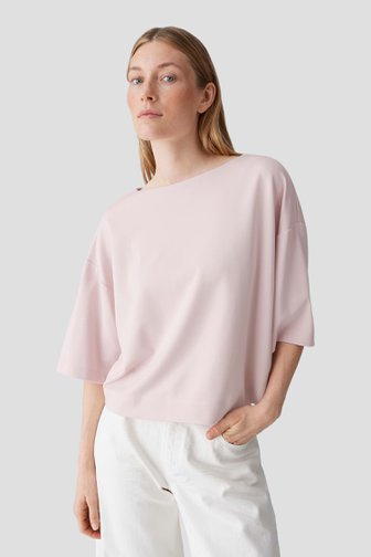 Le devant de T-shirt rose clair à manches trois-quarts de Opus pour Femmes