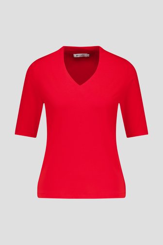 T-shirt rouge à col en V de D'Auvry pour Femmes