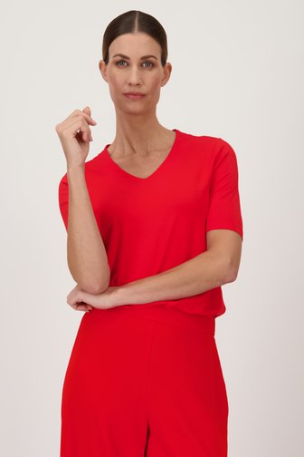 T-shirt rouge à col en V de D'Auvry pour Femmes