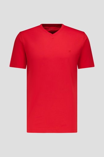 T-shirt rouge à col en V de Ravøtt pour Hommes
