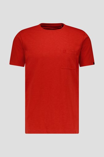 T-shirt rouge à col rond de Ravøtt pour Hommes
