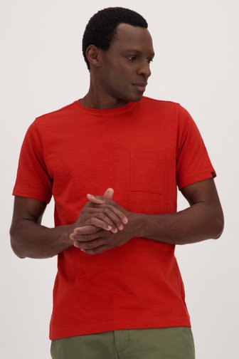 T-shirt rouge à col rond de Ravøtt pour Hommes