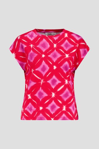 T-shirt rouge avec imprimé aquarelle violet de Libelle pour Femmes