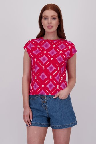 T-shirt rouge avec imprimé aquarelle violet de Libelle pour Femmes