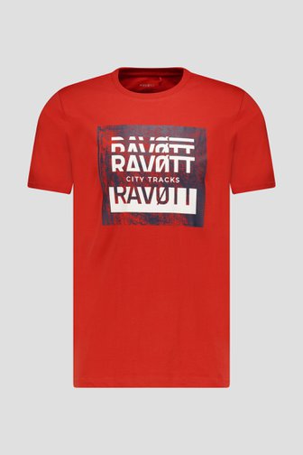 T-shirt rouge avec logo imprimé de Ravøtt pour Hommes