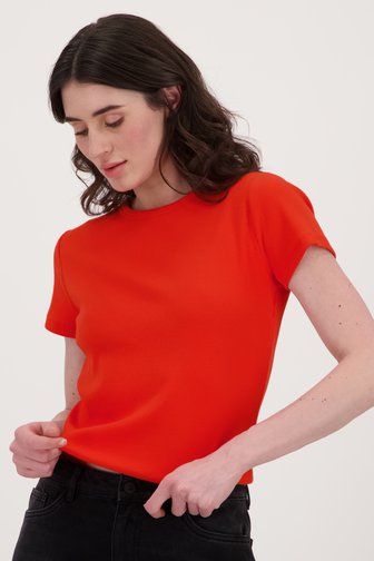T-shirt rouge côtelé, female, Marque: JDY