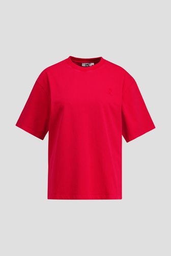 Le devant de T-shirt rouge vif à manches courtes de Louise pour Femmes