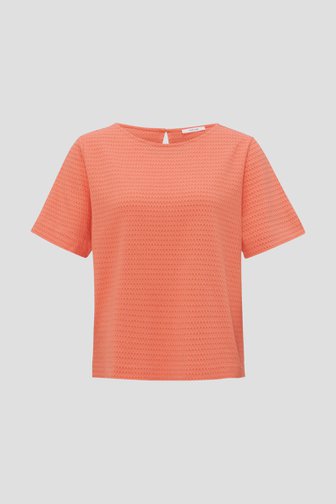 T-shirt texturé rose corail de Opus pour Femmes