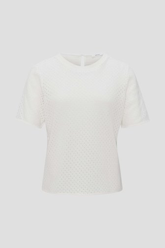 T-shirt tricoté écru avec motifs à trous de Opus pour Femmes