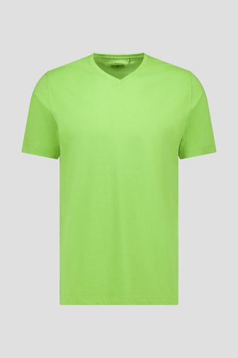 T-shirt vert à col en V de Liberty Island pour Hommes