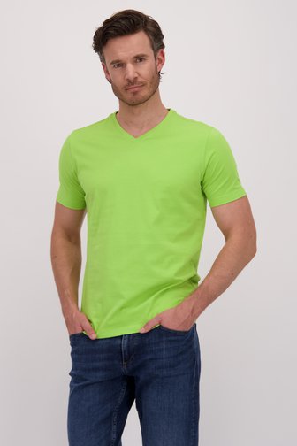 T-shirt vert à col en V de Liberty Island pour Hommes