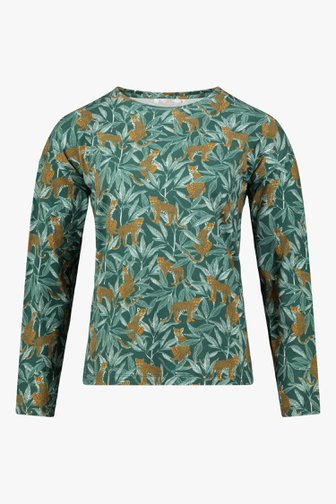 T-shirt vert à imprimé panthère de Liberty Island homewear pour Femmes