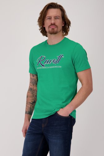T-shirt vert à imprimé de Ravøtt pour Hommes